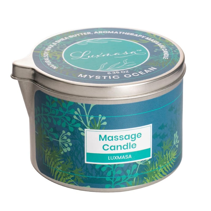 LUXMASA Soy Wax Scented Massage Oil Candles for Couples Warm Body Oil Candle for Therapy Low Temp Skin Moisturizing Lotion Candles 635OZ Mystic Ocean Scent